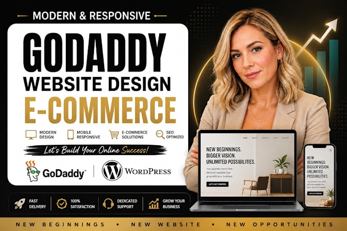 design godaddy website, ecommerce store or wordpress landing page website