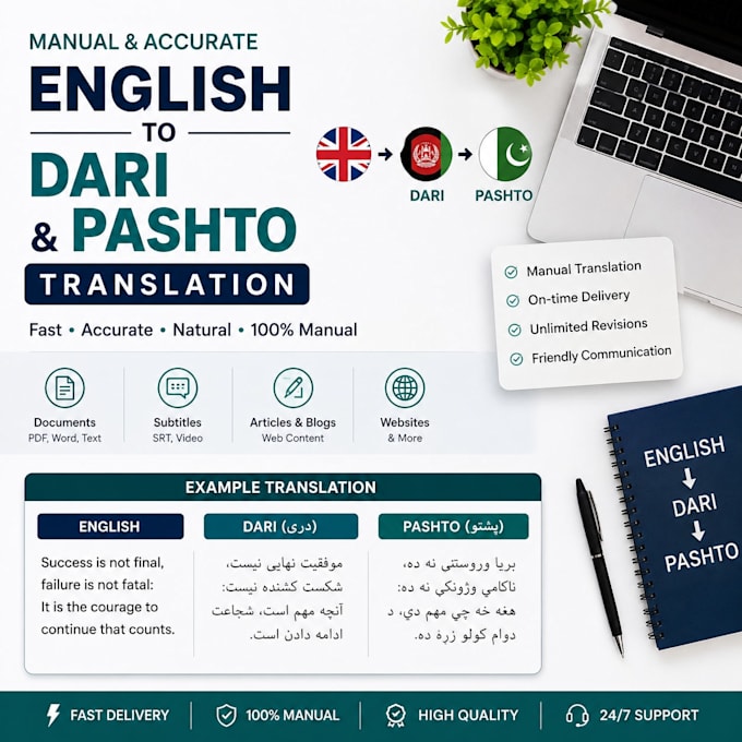 do accurate english to dari and pashto translation