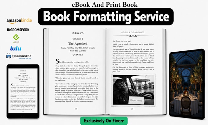 do book formatting, kindle ebook formatting, print paperback formatting for KDP