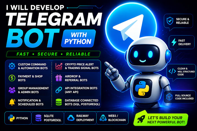 develop a custom telegram bot with python for crypto, automation, and web3