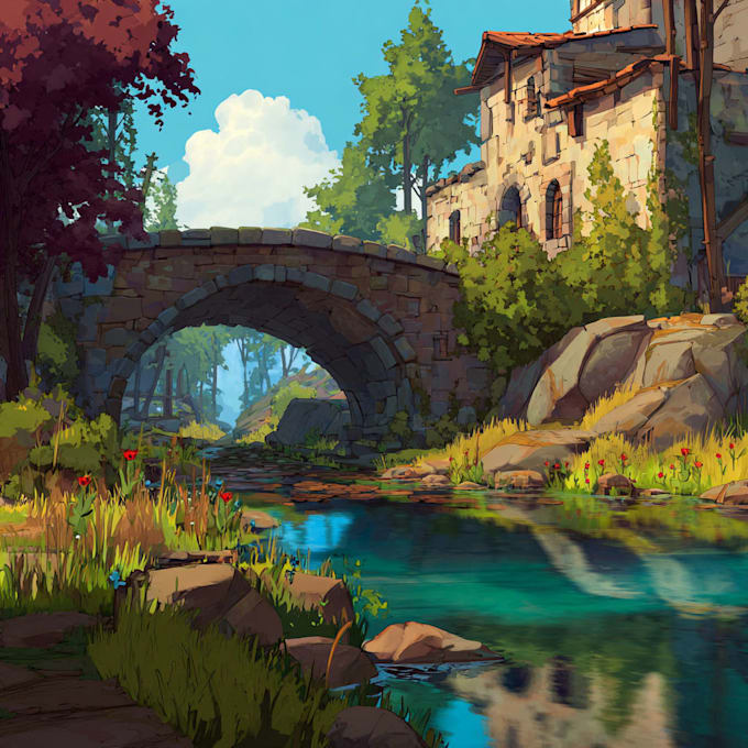 design 2d game concept art background and environment
