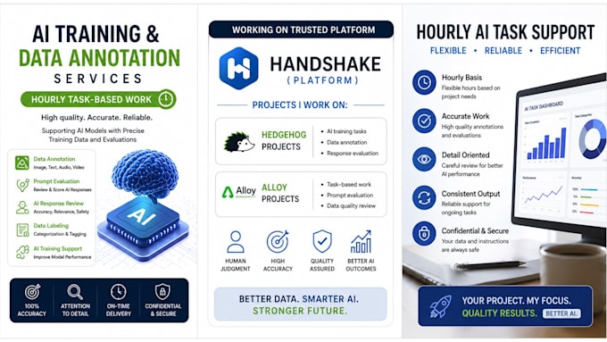 task on ai training, data annotation, hedgehog tasks via handshake