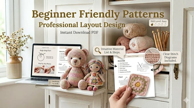 professional crochet pattern PDF for etsy and digital shops