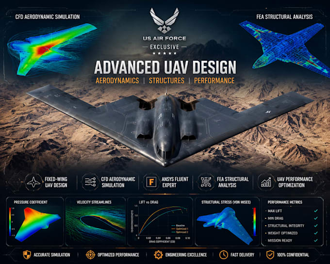 fixed wing uav design cfd aerodynamic simulation ansys fluent fea optimization