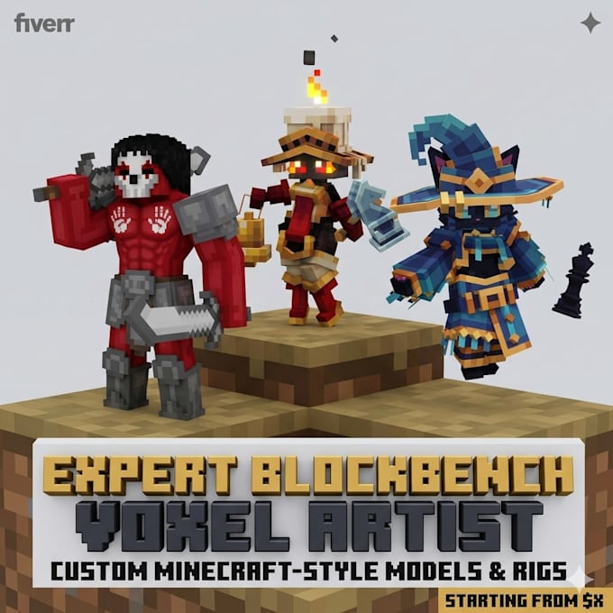 create custom minecraft mobs, blockbench models and animations 3d model blockben