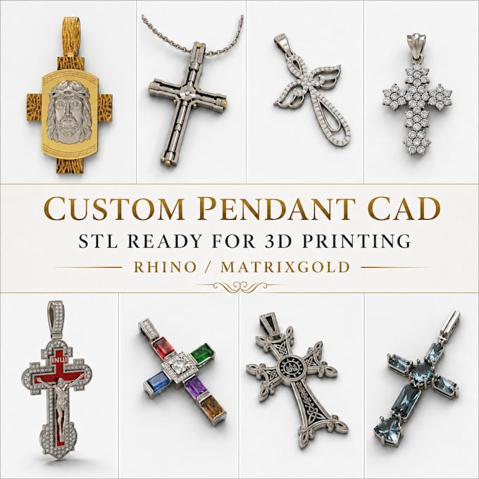 design custom cross and pendant cad models for 3d printing