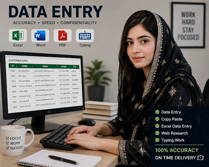 do data entry, copy paste, typing, excel and PDF conversion work