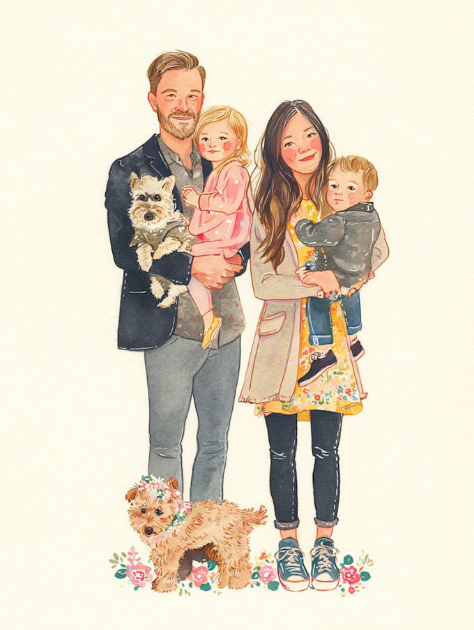 custom watercolor family portrait