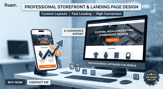 design and develop a custom storefront and landing page