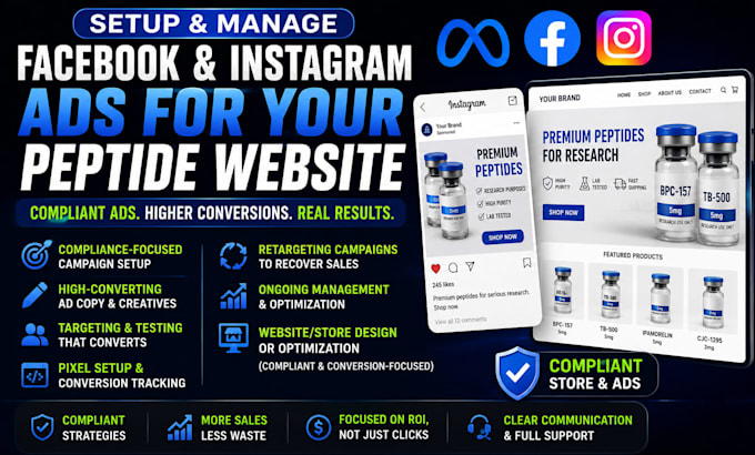 fix peptide ads issues, compliant peptide ads on facebook instagram and tiktok