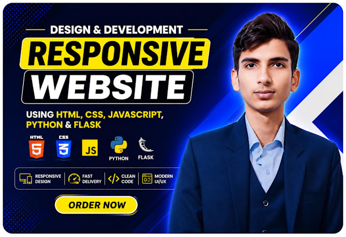 create responsive website using HTML CSS and flask