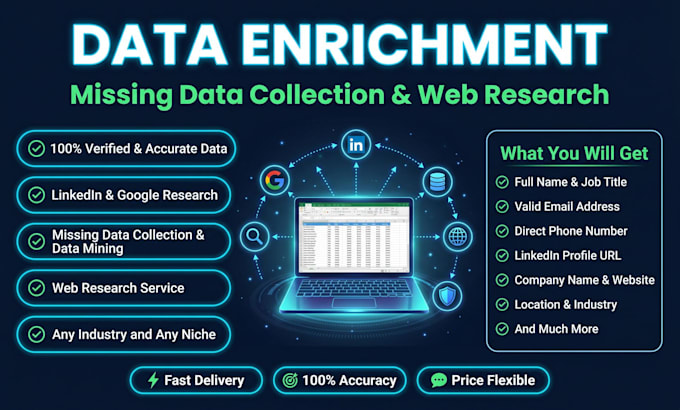 do data enrichment, missing data collection and web research