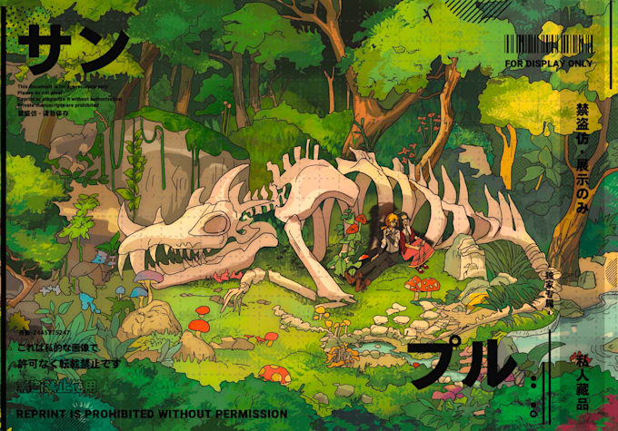 draw an atmospheric and surreal environment illustration