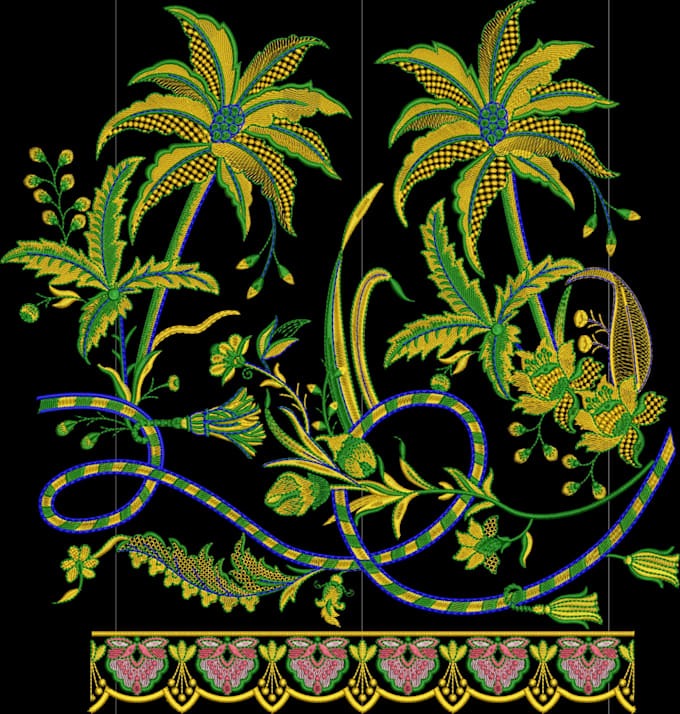 digitize floral motif embroidery patterns professionally