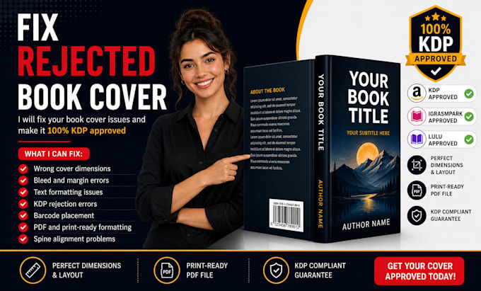 fix rejected book cover, resize, format, modify, edit book covers