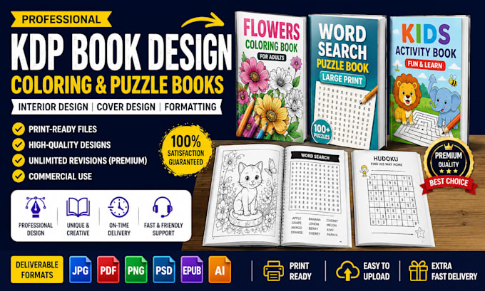 Design amazon kdp coloring and word search puzzle book interior and ...