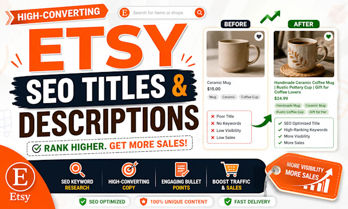 write high converting etsy product titles and SEO descriptions