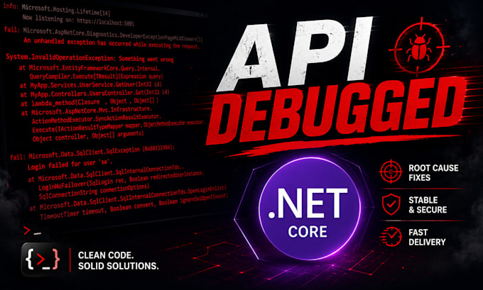 debug and fix your asp dotnet core web API errors, exceptions and issues