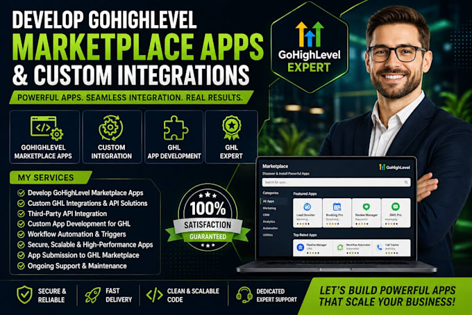 develop gohighlevel marketplace apps, ghl custom integration ghl app ghl expert