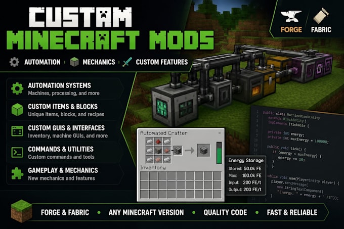 create custom minecraft forge or fabric mods