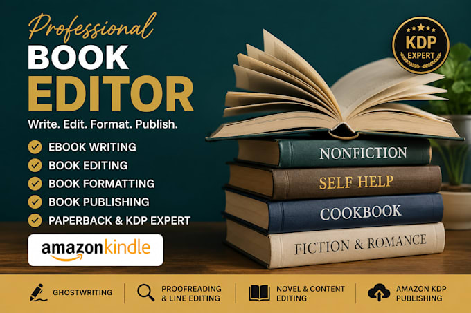 professionaly write, edit, format, publish your amazon KDP book, paperback, lulu