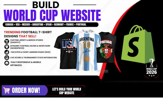 design a pod shopify website for world cup kits