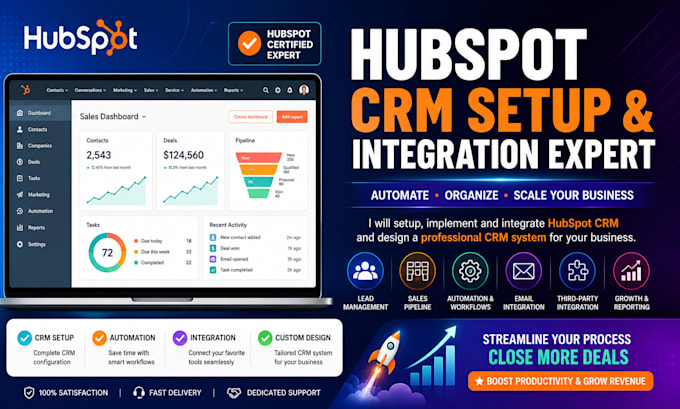 setup, implement and integrate hubspot CRM and design a professional CRM system