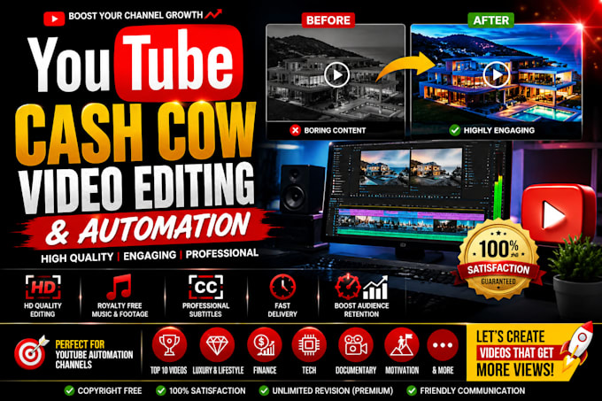 do professional video edit, youtube faceless video editing