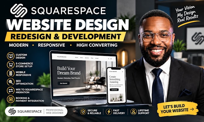 design squarespace website, do squarespace redesign, build squarespace website