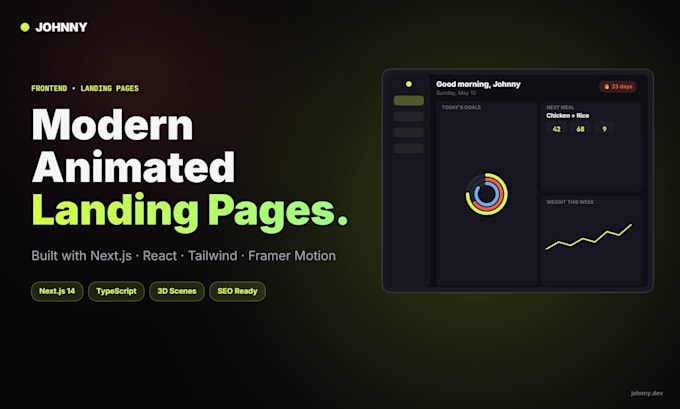 design and develop a modern animated landing page in nextjs