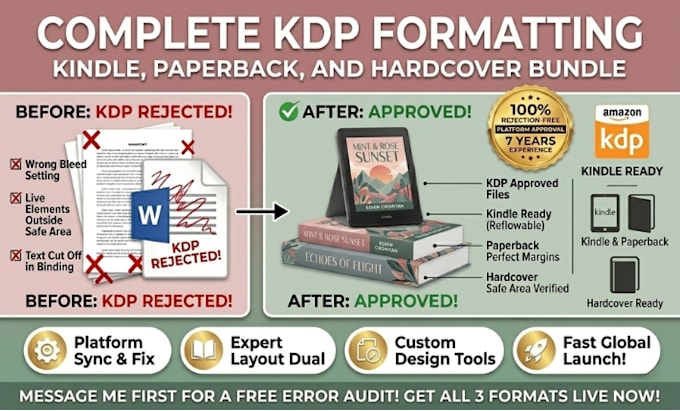 do KDP book formatting for kindle, paperback and hardcover