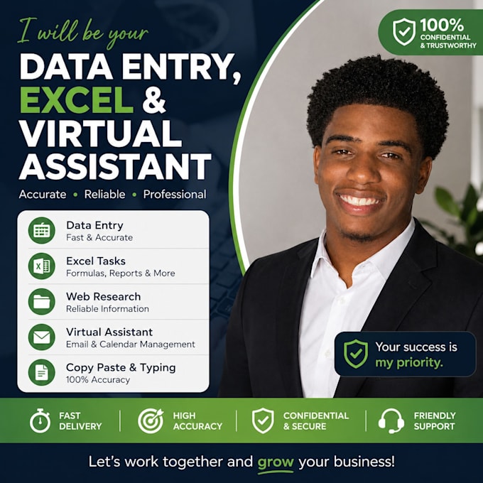 do data entry, excel and virtual assistant