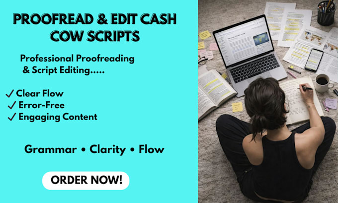 proofread and edit cash cow youtube scripts for faceless channels