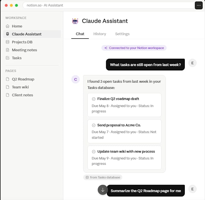 connect claude ai to your notion workspace