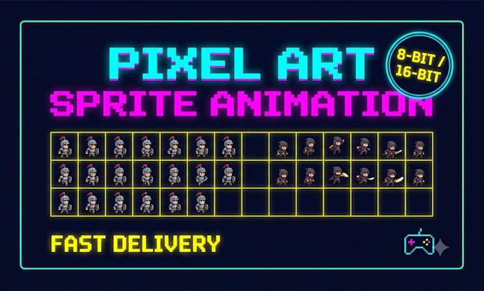 create pixel art character sprites and 2d sprite sheet animation