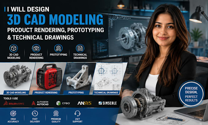 Design 3d cad modeling, product rendering, prototyping, and technical ...