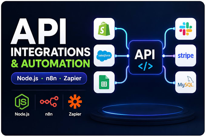 build API integrations and automation using nodejs, n8n, or zapier
