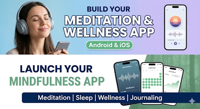 design and develop meditation app and wellness app for both android ios