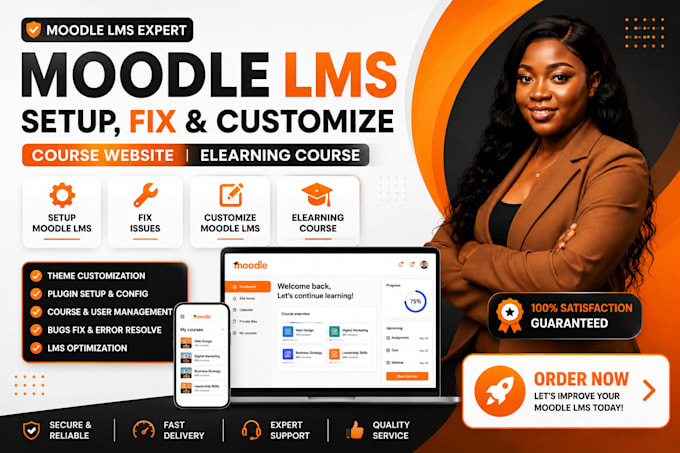 setup moodle lms, fix and customize moodle lms course website elearning course
