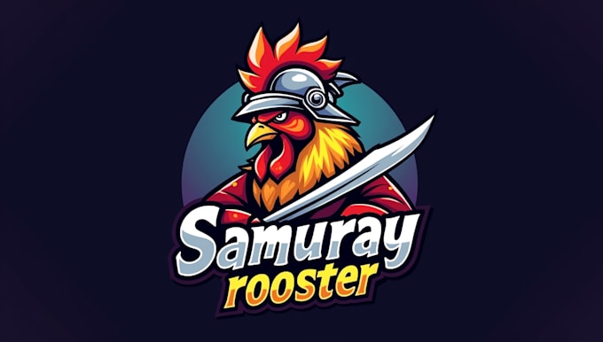 design a unique samurai rooster mascot logo 1 day
