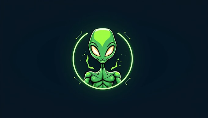 design a unique alien green man mascot logo