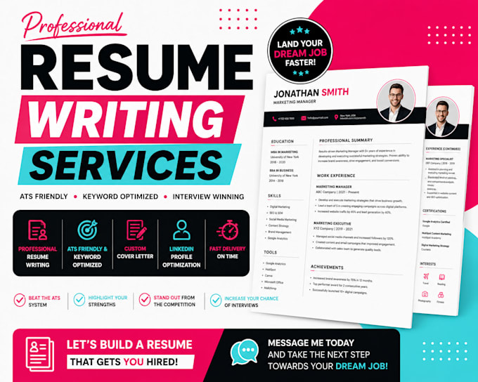 write a professional ats resume and cover letter