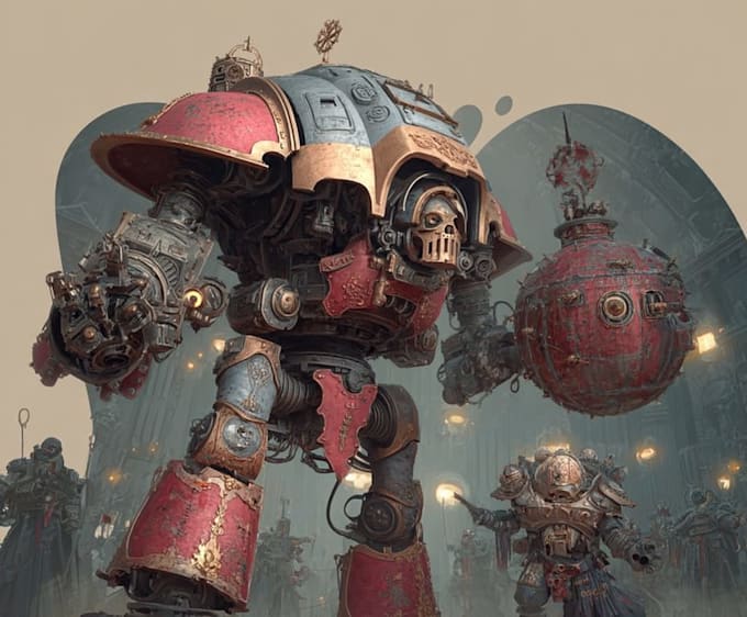 create warhammer 40k character art, grimdark illustrations