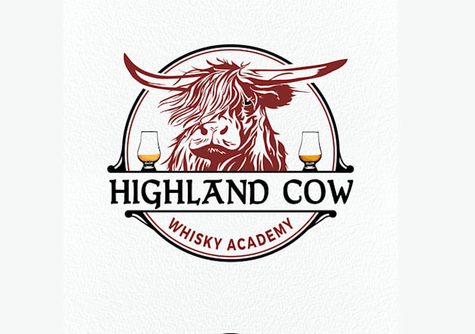 create highland cow whisky academy logo