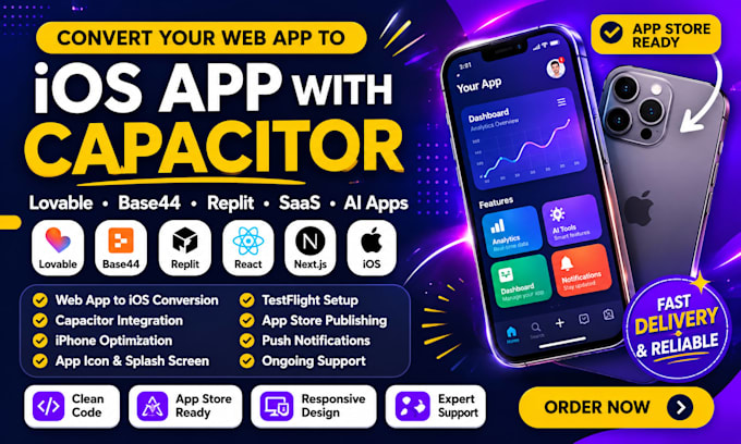convert lovable base44 pwa replit app to native ios app publish with capacitor