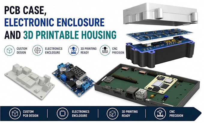 design professional pcb case electronic enclosure and 3d printable housing