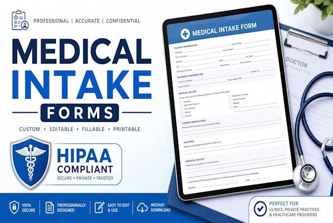create medical intake forms fillable pdfs and hipaa forms