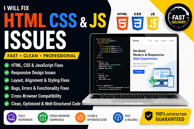 do fix html css ux ui js issues