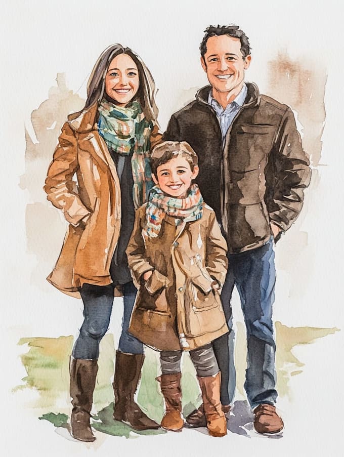 make watercolor family portrait