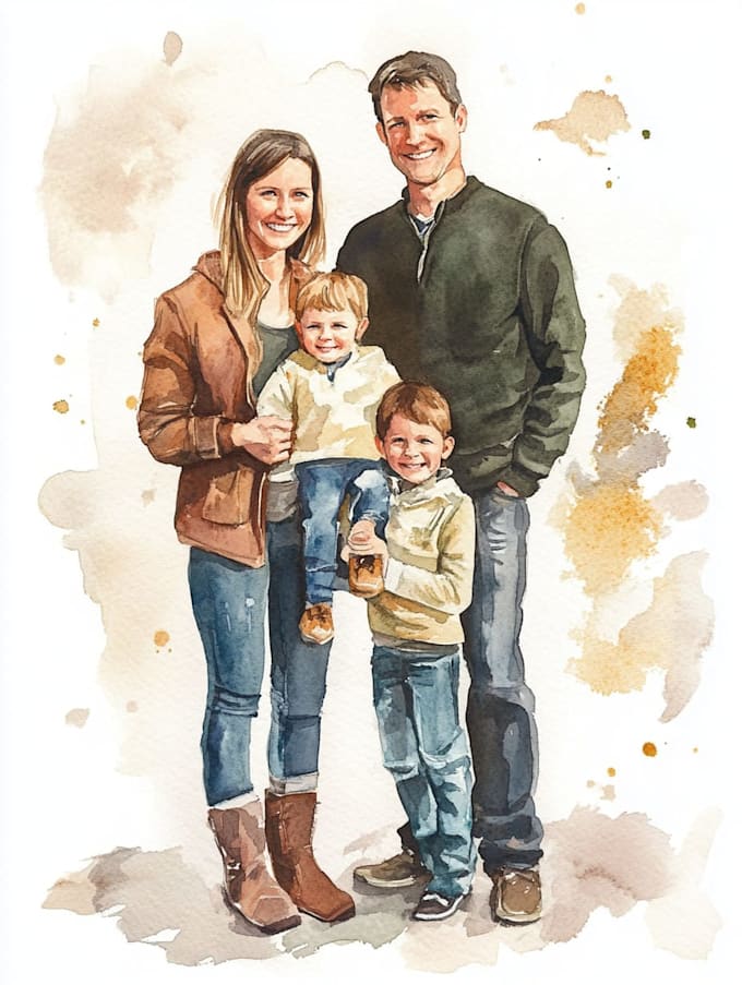 make watercolor family portrait